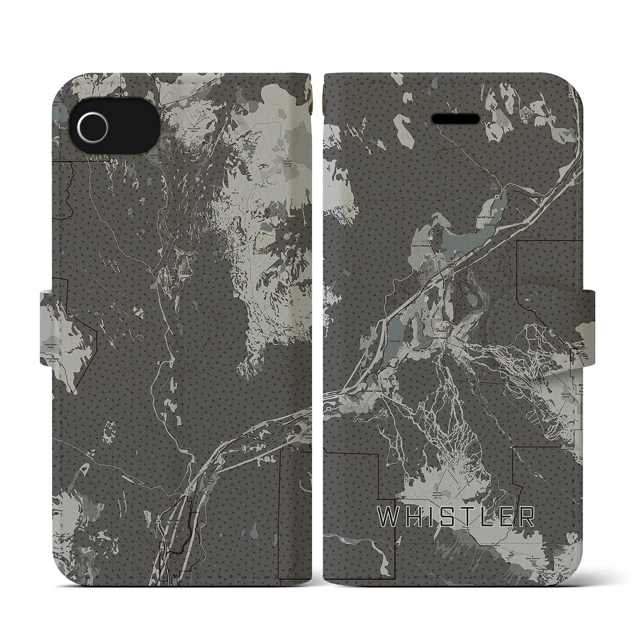 【ウィスラー(カナダ)】地図柄iPhoneケース(手帳タイプ)
