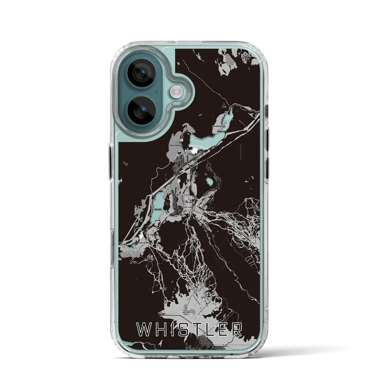 【ウィスラー(カナダ)】地図柄iPhoneケース(MagSafeタイプ)モノトーン・iPhone 16 Pro 用