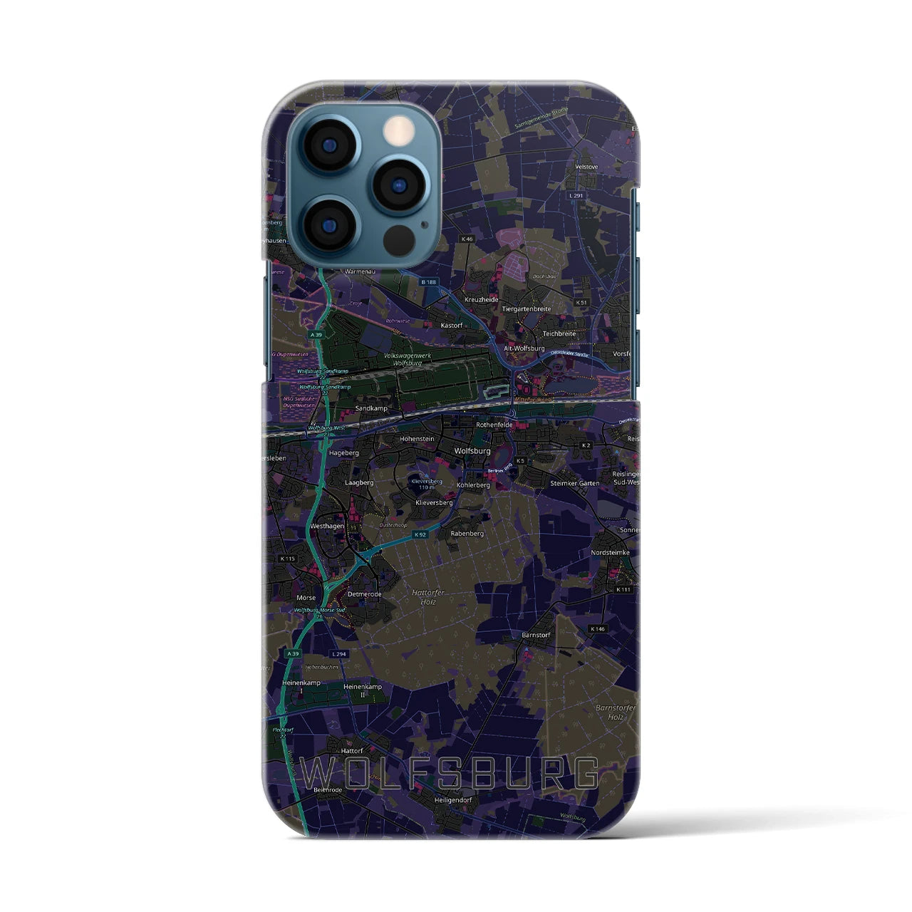 【ヴォルフスブルク(ドイツ)】地図柄iPhoneケース(バックカバータイプ)