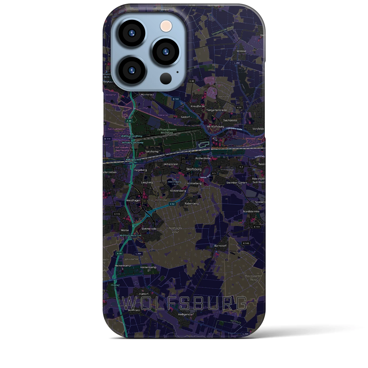 【ヴォルフスブルク(ドイツ)】地図柄iPhoneケース(バックカバータイプ)