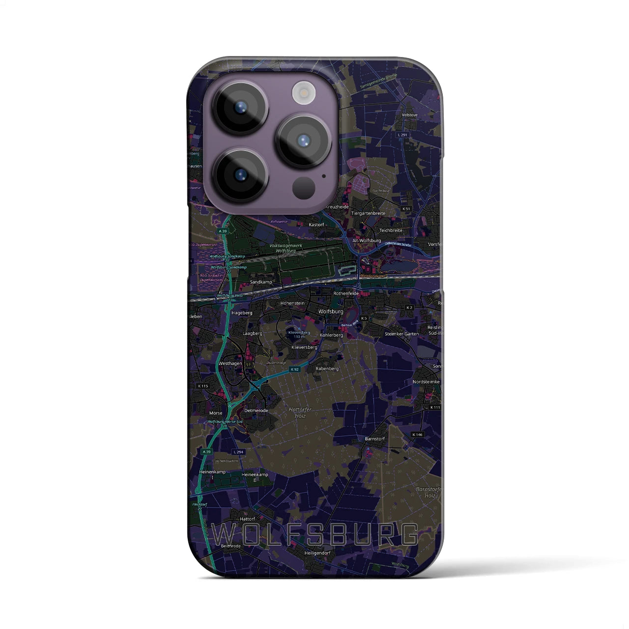 【ヴォルフスブルク(ドイツ)】地図柄iPhoneケース(バックカバータイプ)