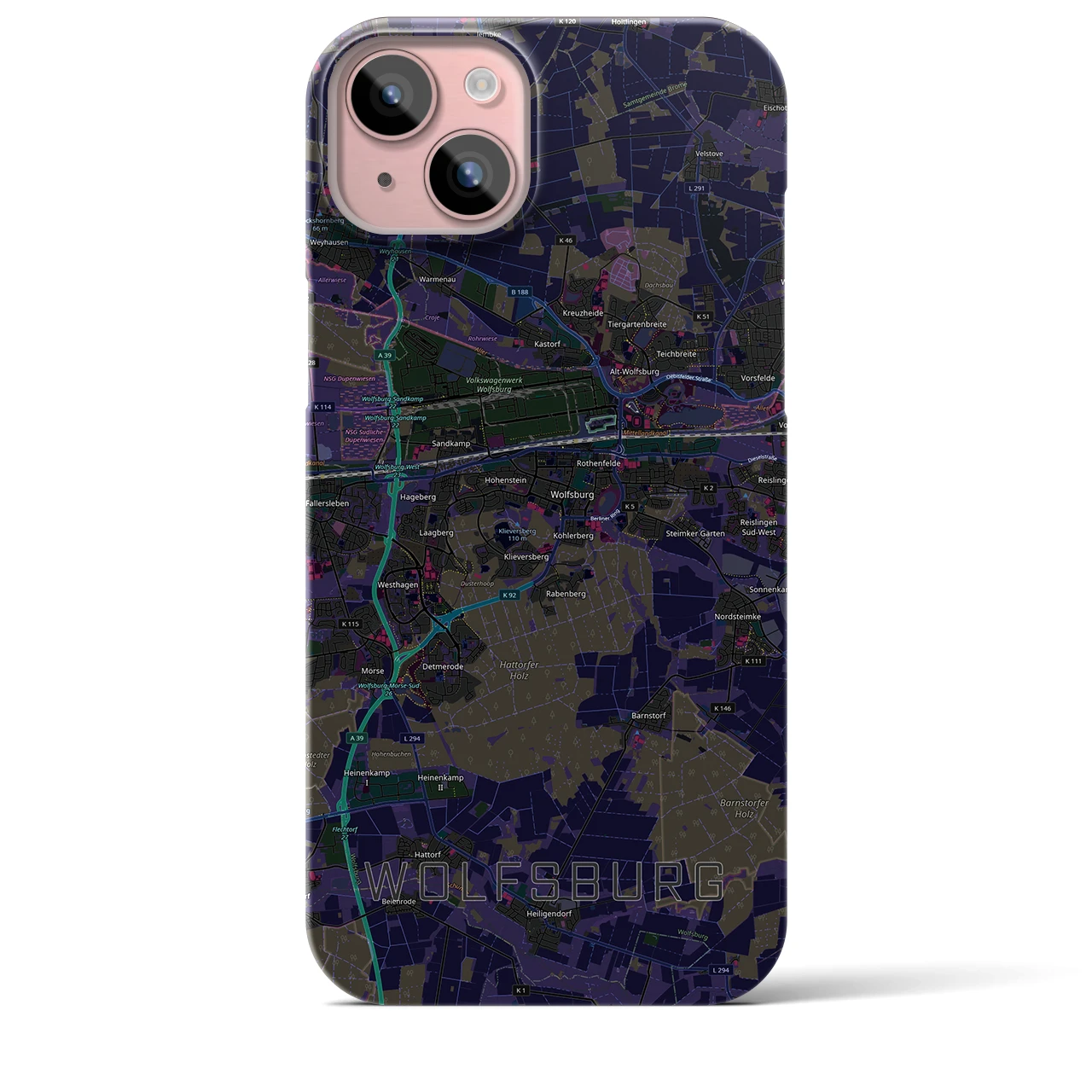 【ヴォルフスブルク(ドイツ)】地図柄iPhoneケース(バックカバータイプ)