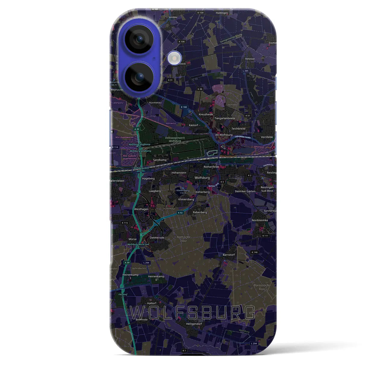 【ヴォルフスブルク(ドイツ)】地図柄iPhoneケース(バックカバータイプ)