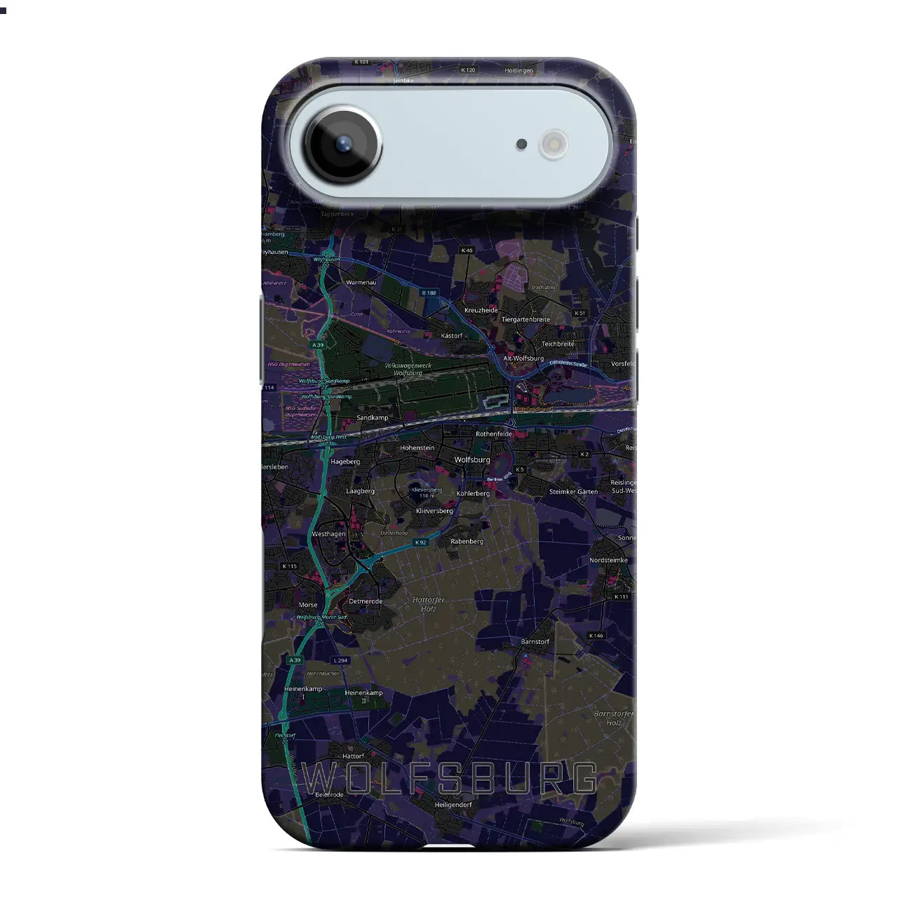 【ヴォルフスブルク(ドイツ)】地図柄iPhoneケース(バックカバータイプ)