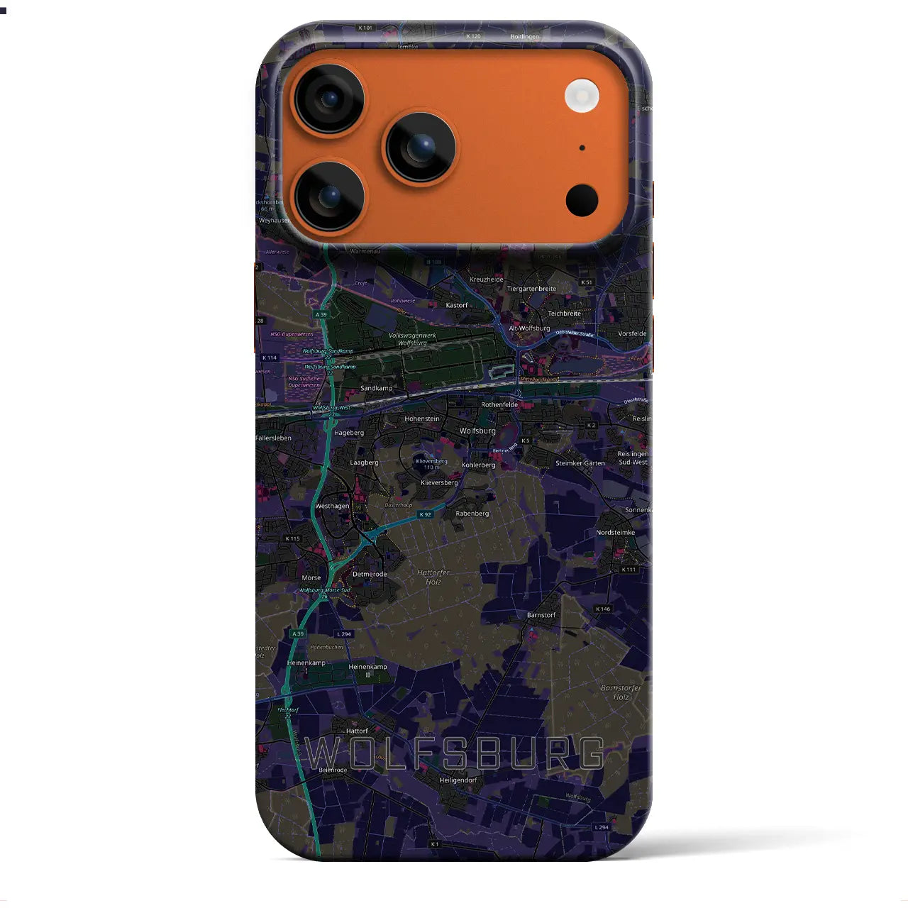 【ヴォルフスブルク(ドイツ)】地図柄iPhoneケース(バックカバータイプ)