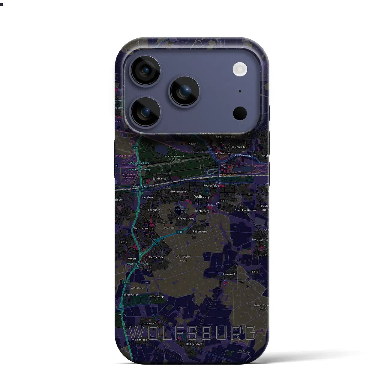 【ヴォルフスブルク(ドイツ)】地図柄iPhoneケース(バックカバータイプ)