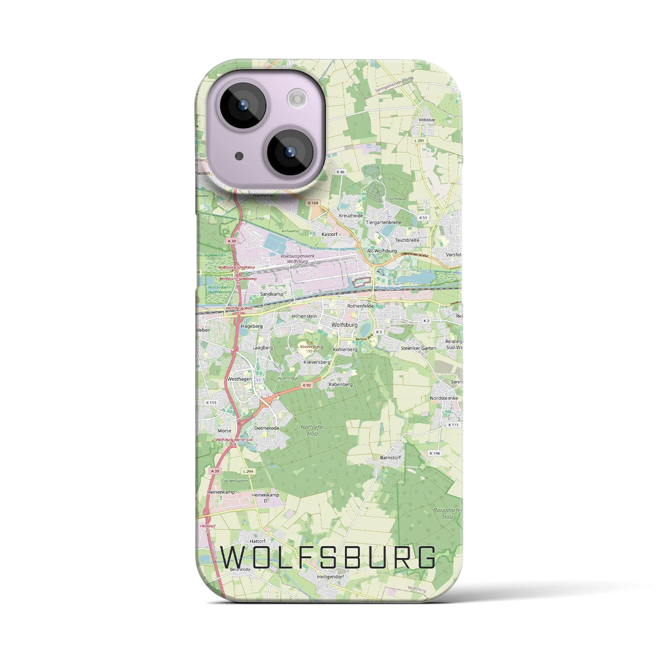 【ヴォルフスブルク(ドイツ)】地図柄iPhoneケース(バックカバータイプ)