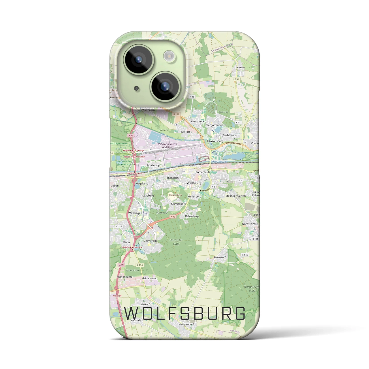 【ヴォルフスブルク(ドイツ)】地図柄iPhoneケース(バックカバータイプ)