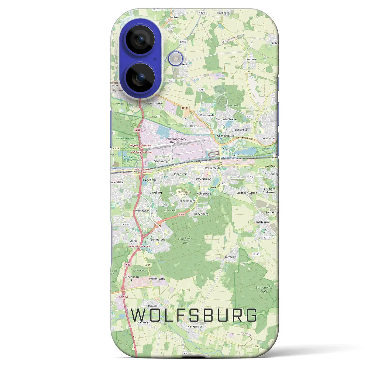 【ヴォルフスブルク(ドイツ)】地図柄iPhoneケース(バックカバータイプ)