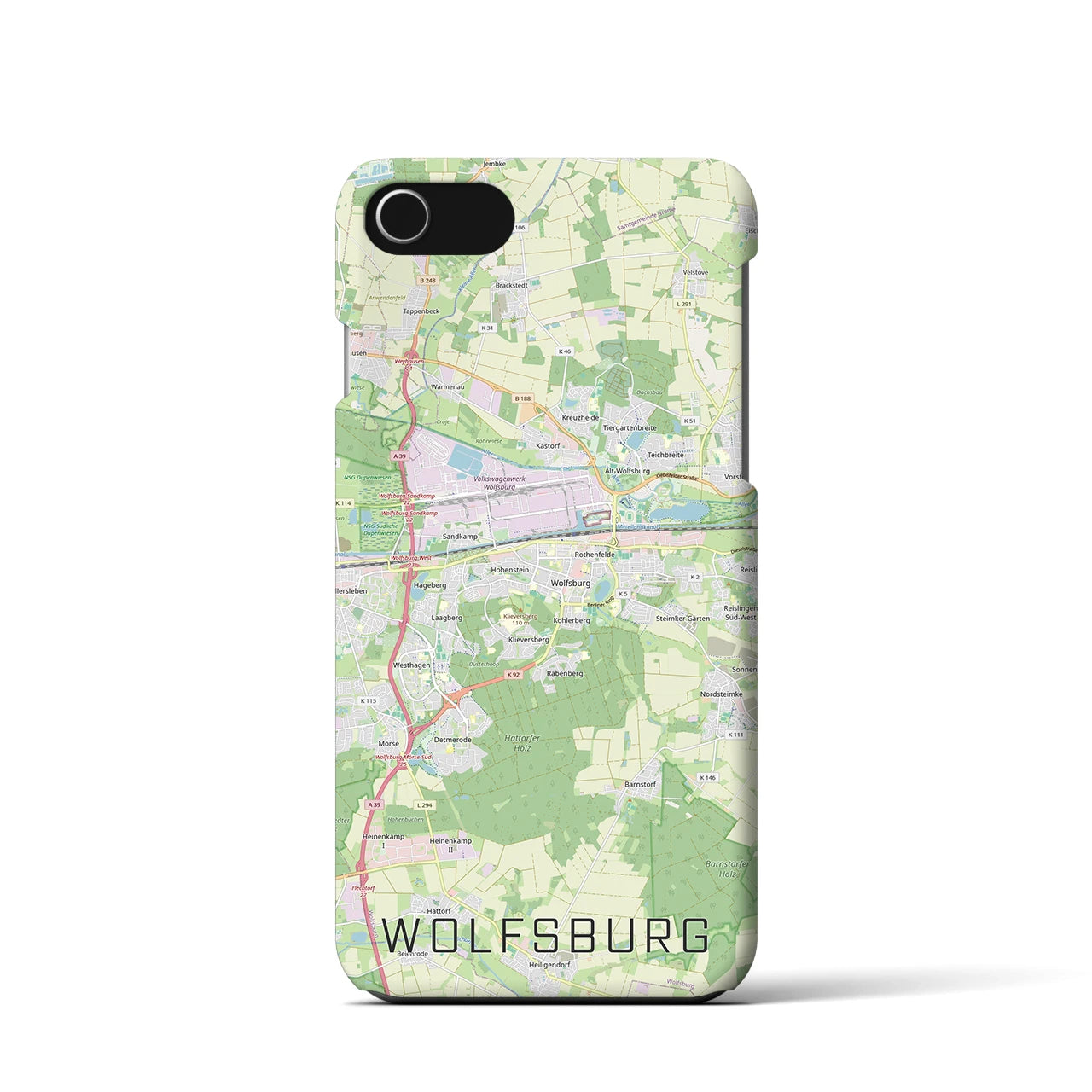 【ヴォルフスブルク(ドイツ)】地図柄iPhoneケース(バックカバータイプ)