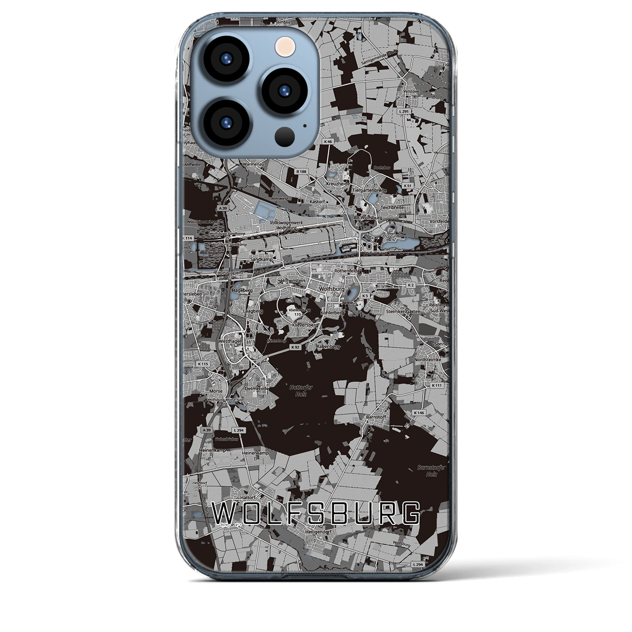 【ヴォルフスブルク(ドイツ)】地図柄iPhoneケース(クリアタイプ)