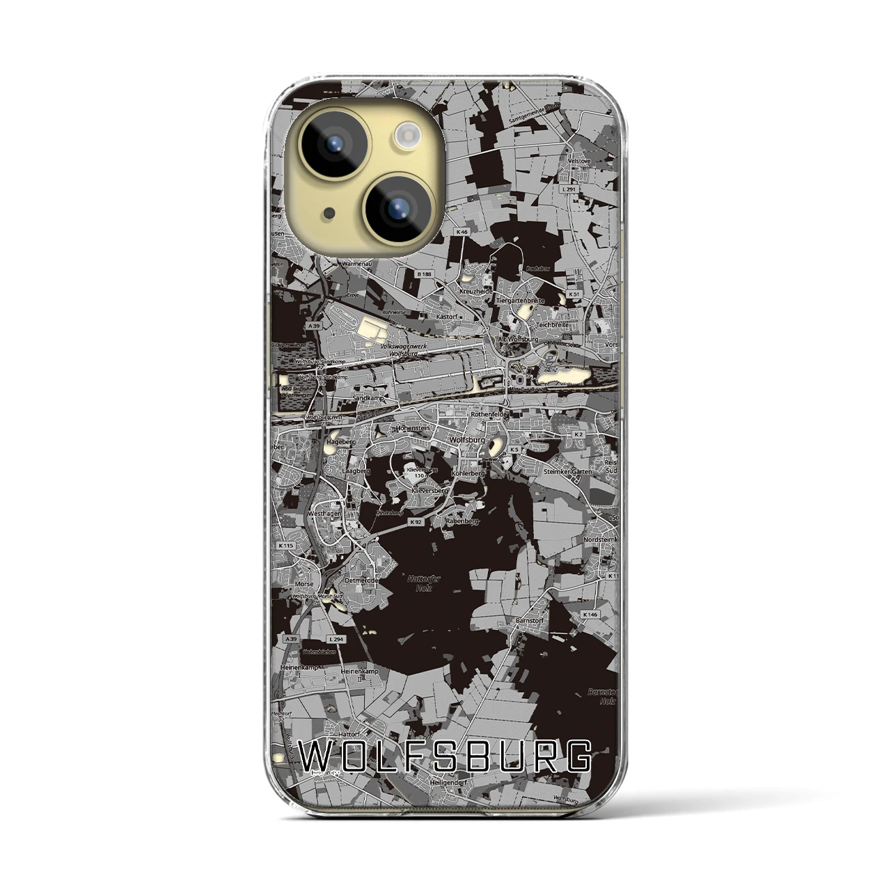 【ヴォルフスブルク(ドイツ)】地図柄iPhoneケース(クリアタイプ)