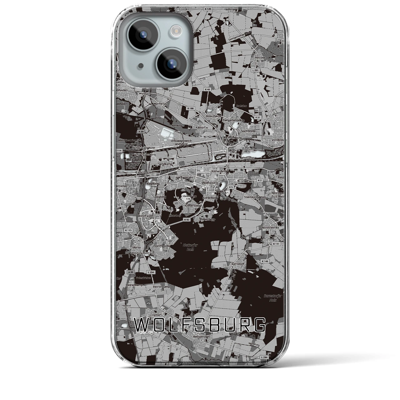 【ヴォルフスブルク(ドイツ)】地図柄iPhoneケース(クリアタイプ)