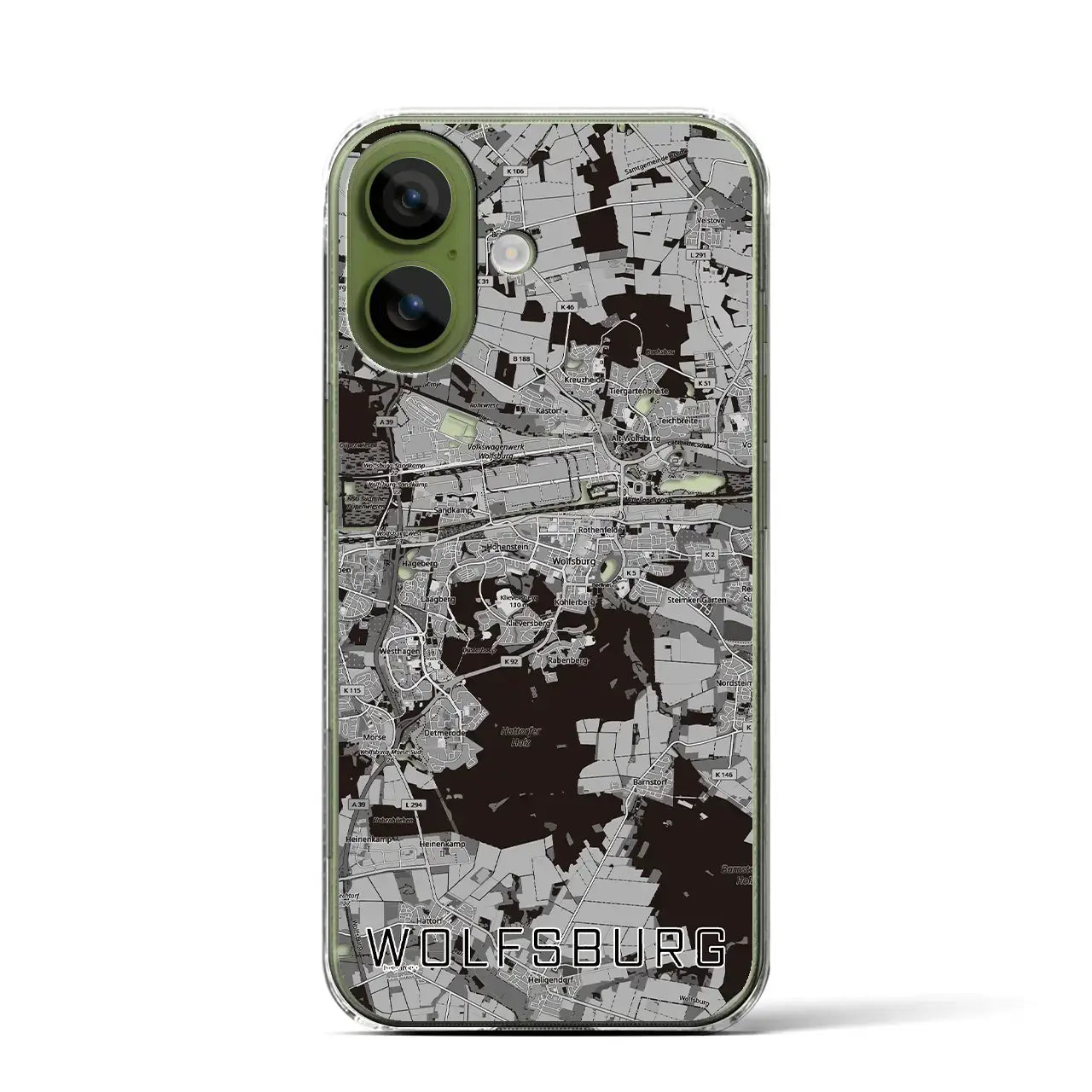 【ヴォルフスブルク(ドイツ)】地図柄iPhoneケース(クリアタイプ)モノトーン・iPhone 17 Pro Max 用