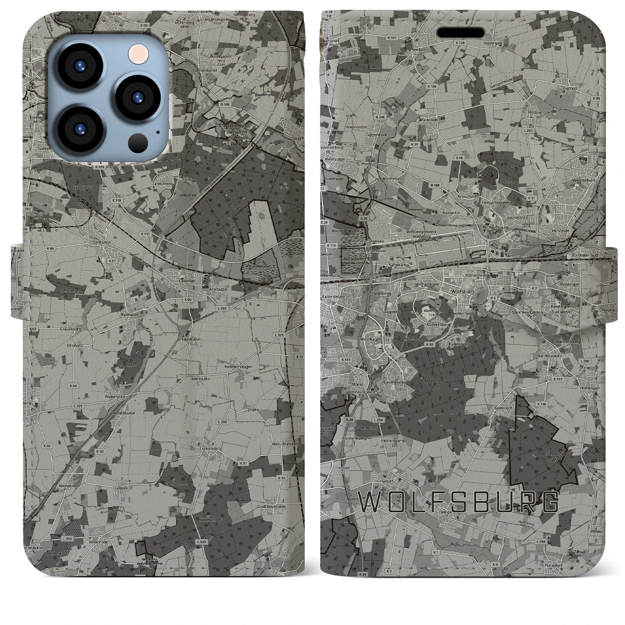 【ヴォルフスブルク(ドイツ)】地図柄iPhoneケース(手帳タイプ)