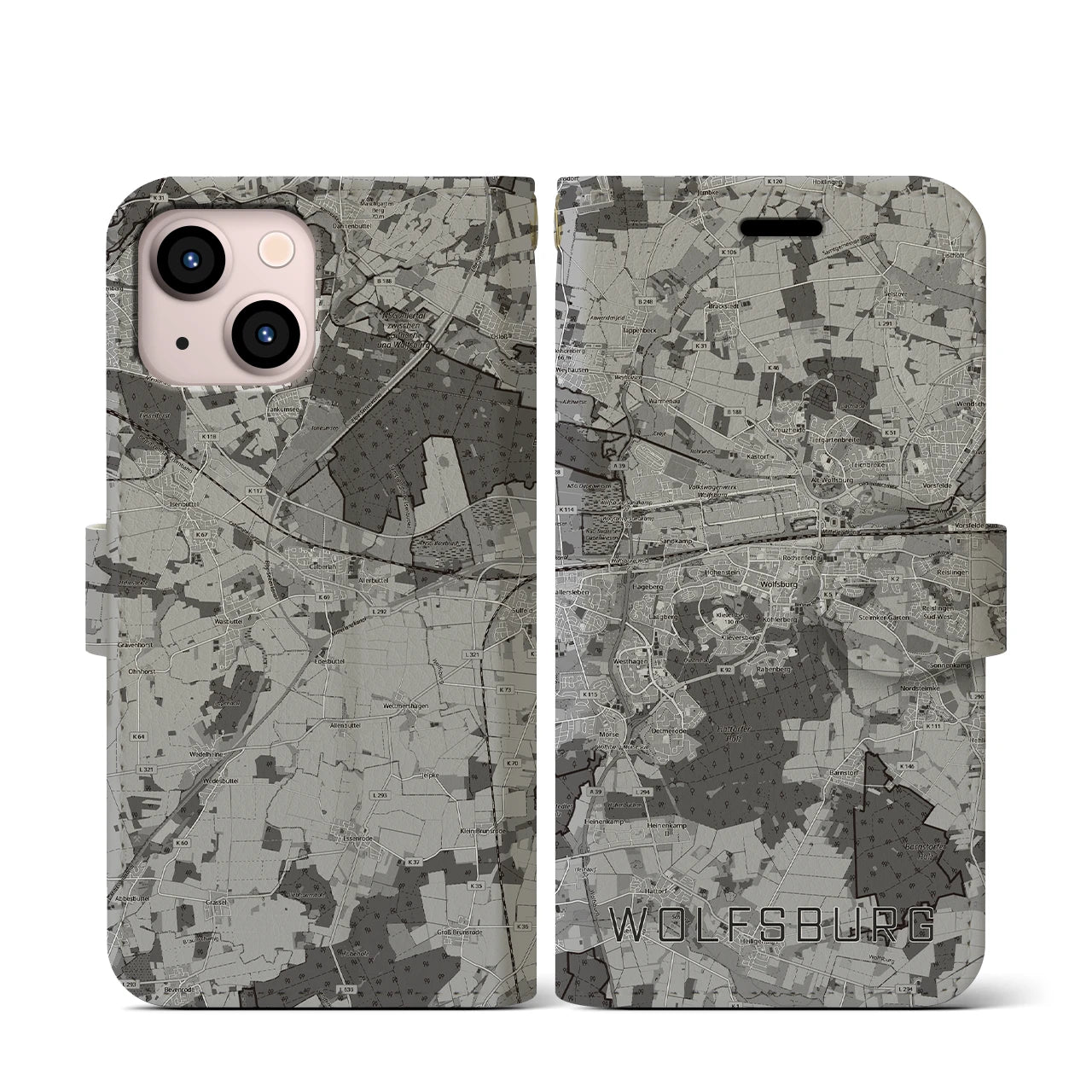 【ヴォルフスブルク(ドイツ)】地図柄iPhoneケース(手帳タイプ)