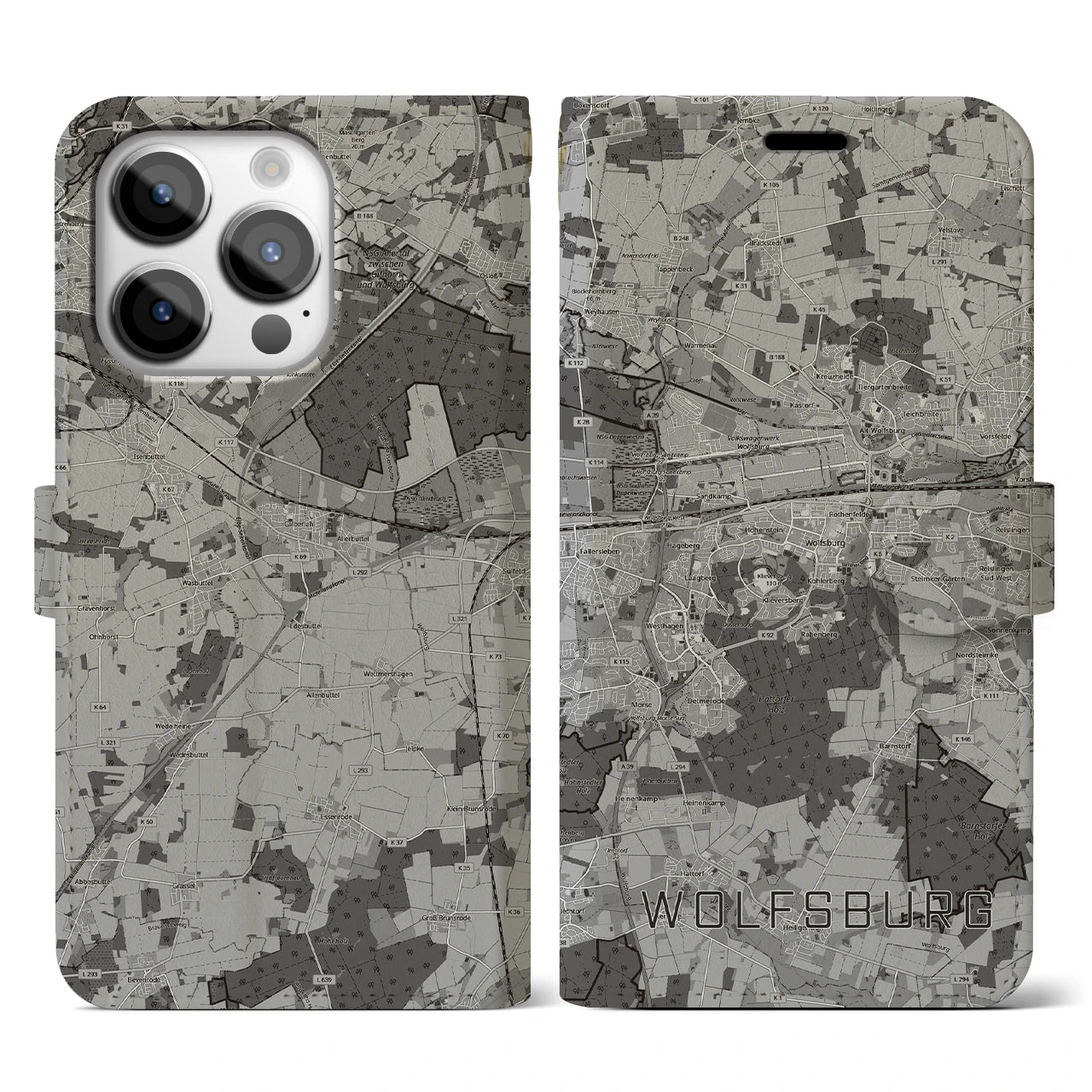【ヴォルフスブルク(ドイツ)】地図柄iPhoneケース(手帳タイプ)