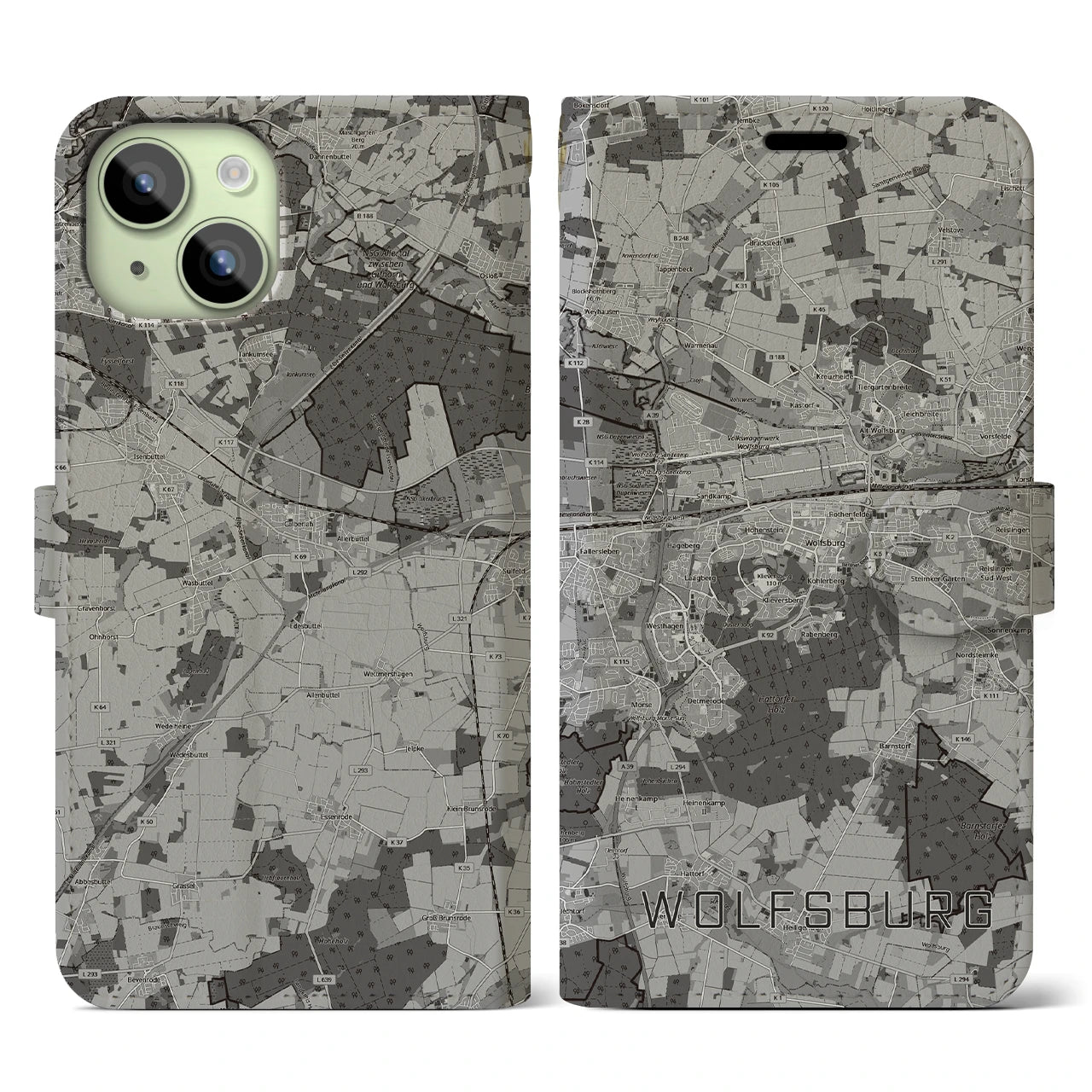 【ヴォルフスブルク(ドイツ)】地図柄iPhoneケース(手帳タイプ)