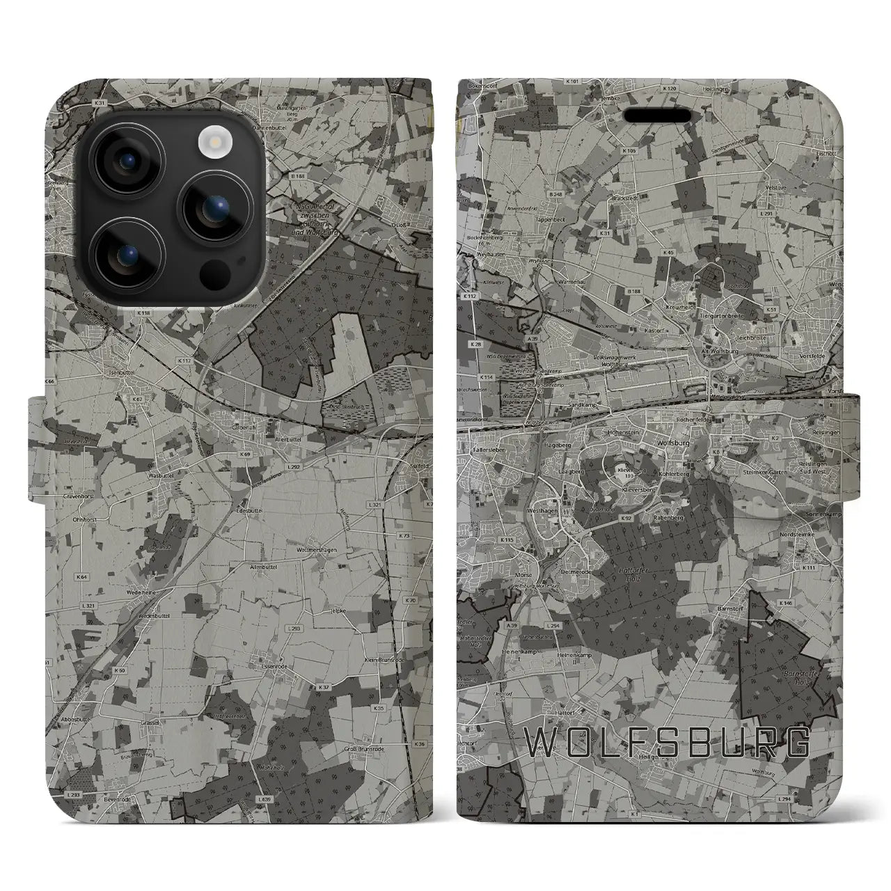 【ヴォルフスブルク(ドイツ)】地図柄iPhoneケース(手帳タイプ)