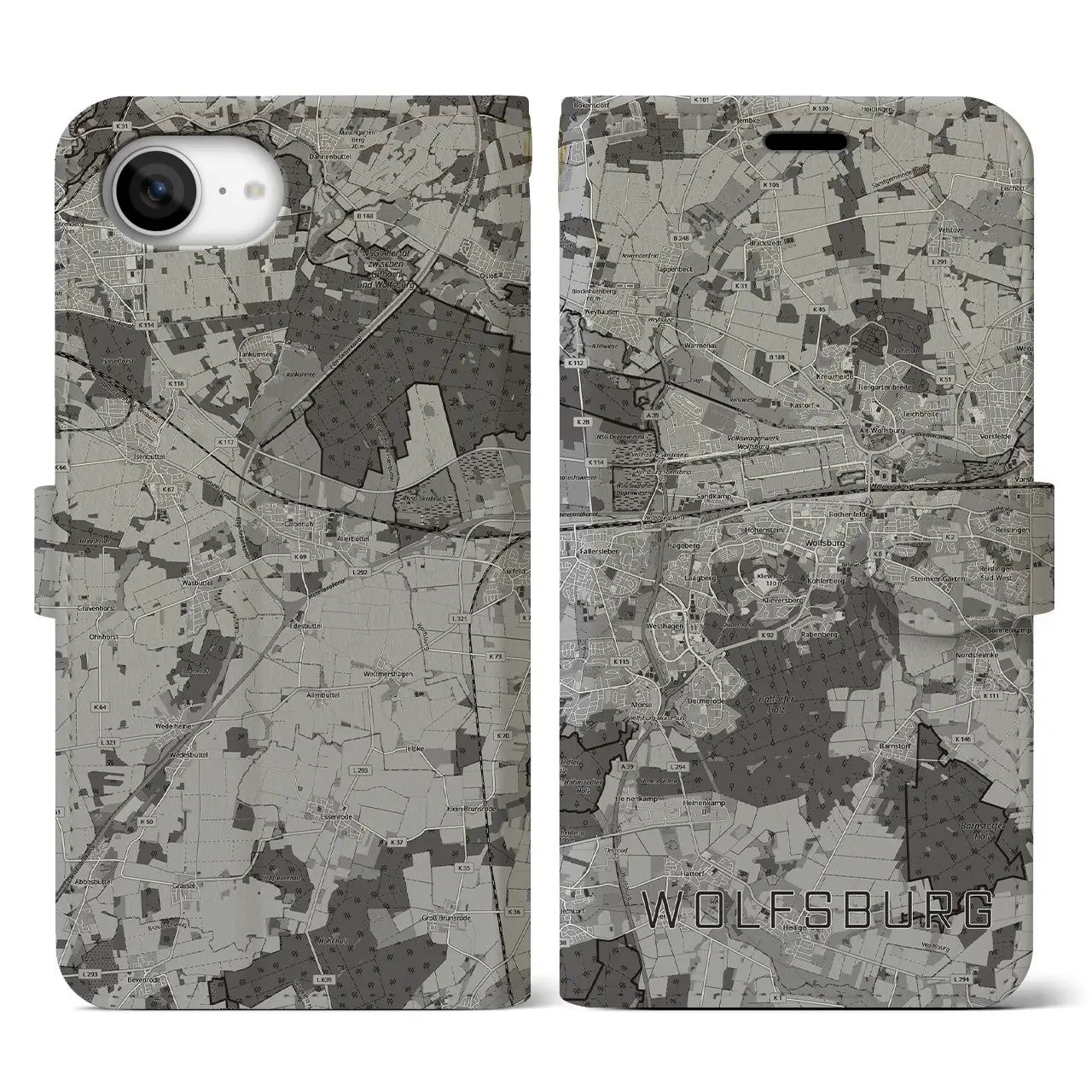 【ヴォルフスブルク(ドイツ)】地図柄iPhoneケース(手帳タイプ)