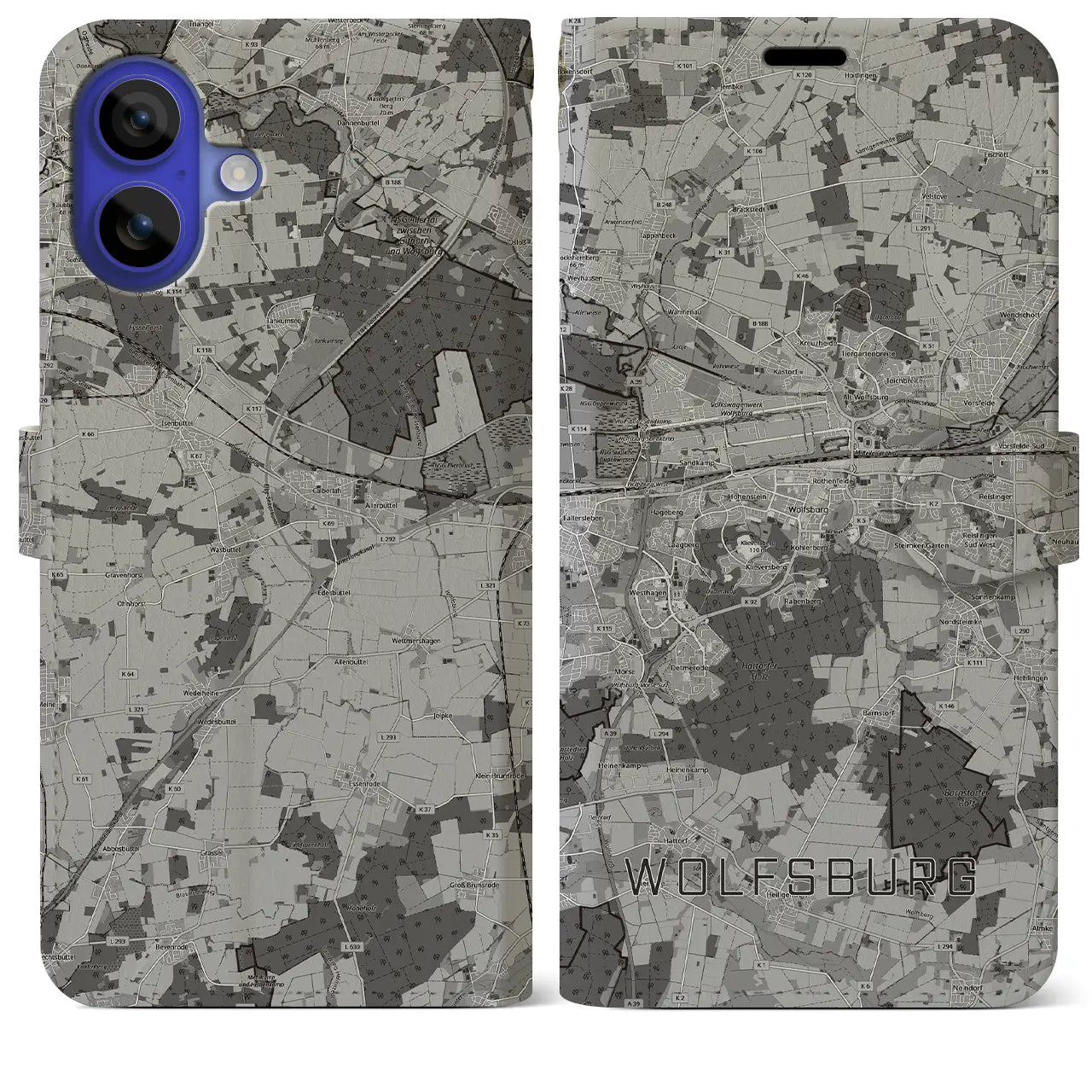 【ヴォルフスブルク(ドイツ)】地図柄iPhoneケース(手帳タイプ)