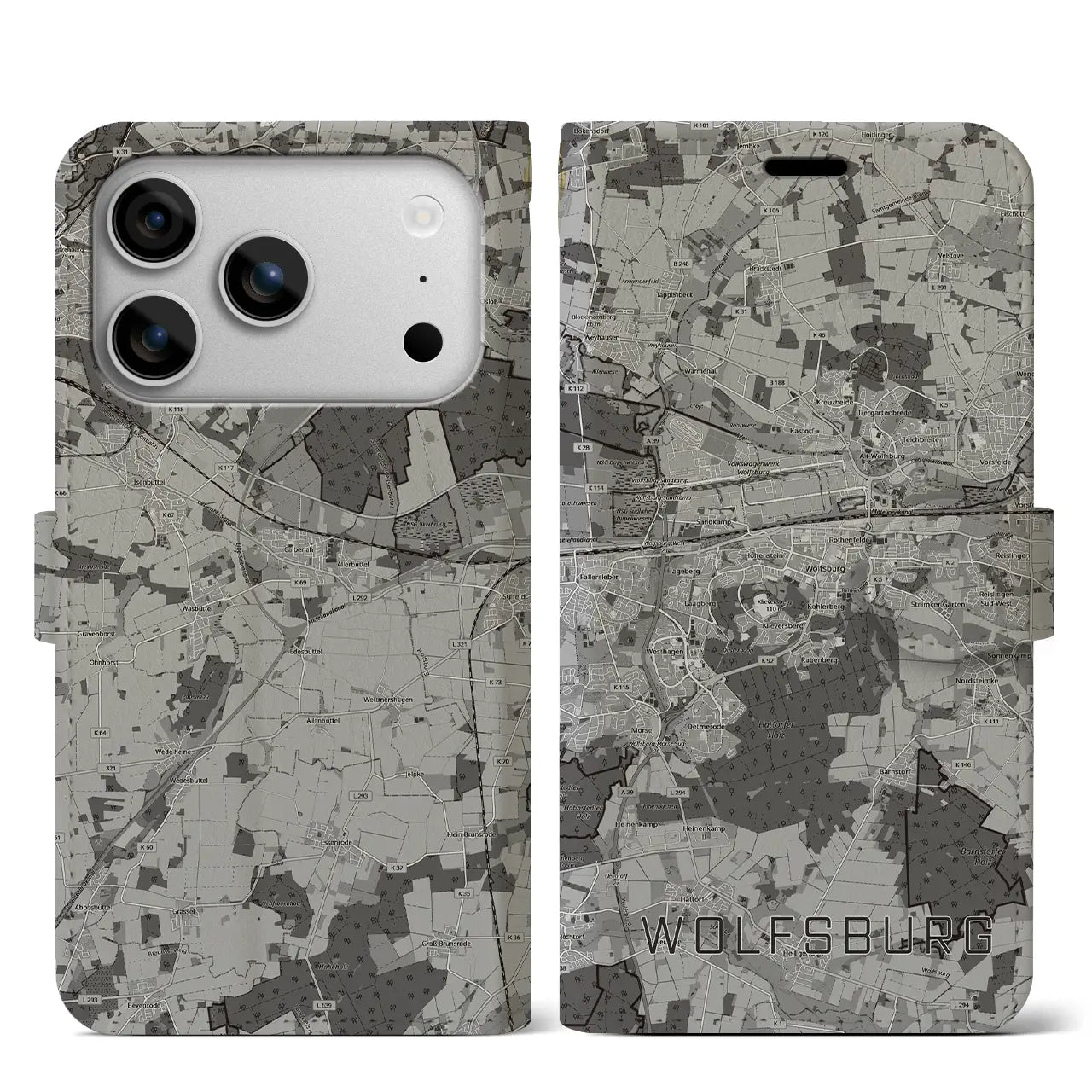 【ヴォルフスブルク(ドイツ)】地図柄iPhoneケース(手帳タイプ)