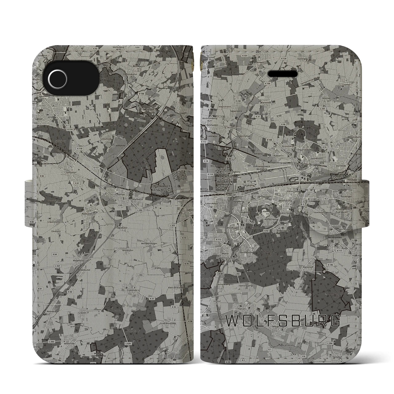 【ヴォルフスブルク(ドイツ)】地図柄iPhoneケース(手帳タイプ)