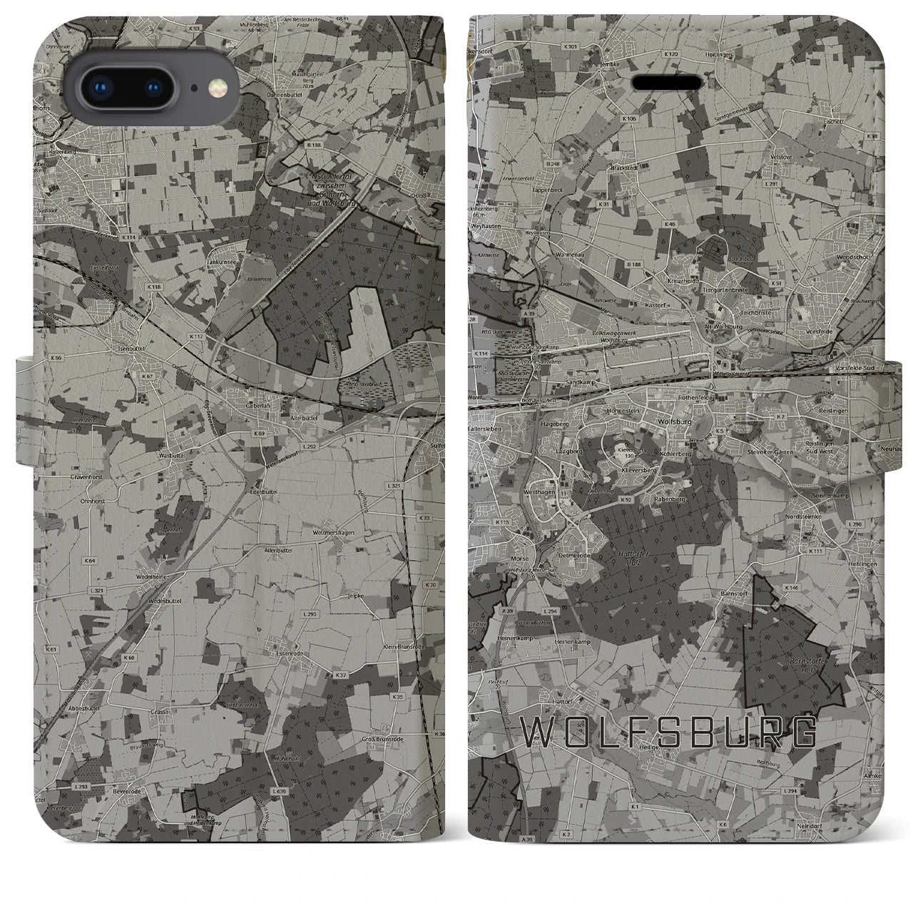 【ヴォルフスブルク(ドイツ)】地図柄iPhoneケース(手帳タイプ)