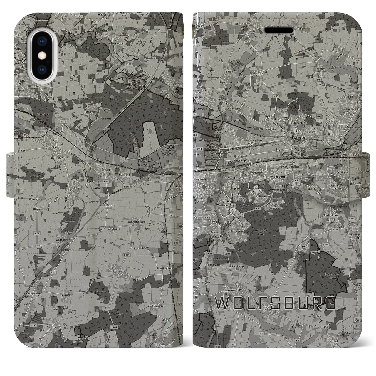 【ヴォルフスブルク(ドイツ)】地図柄iPhoneケース(手帳タイプ)