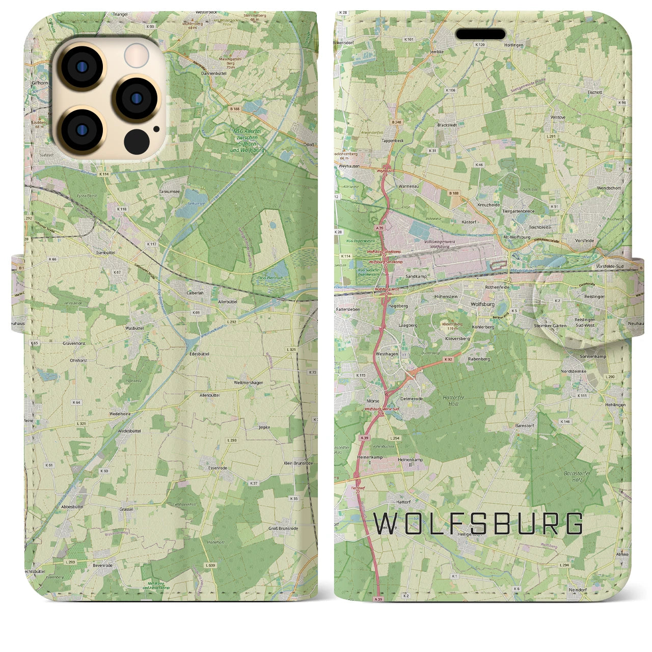 【ヴォルフスブルク(ドイツ)】地図柄iPhoneケース(手帳タイプ)