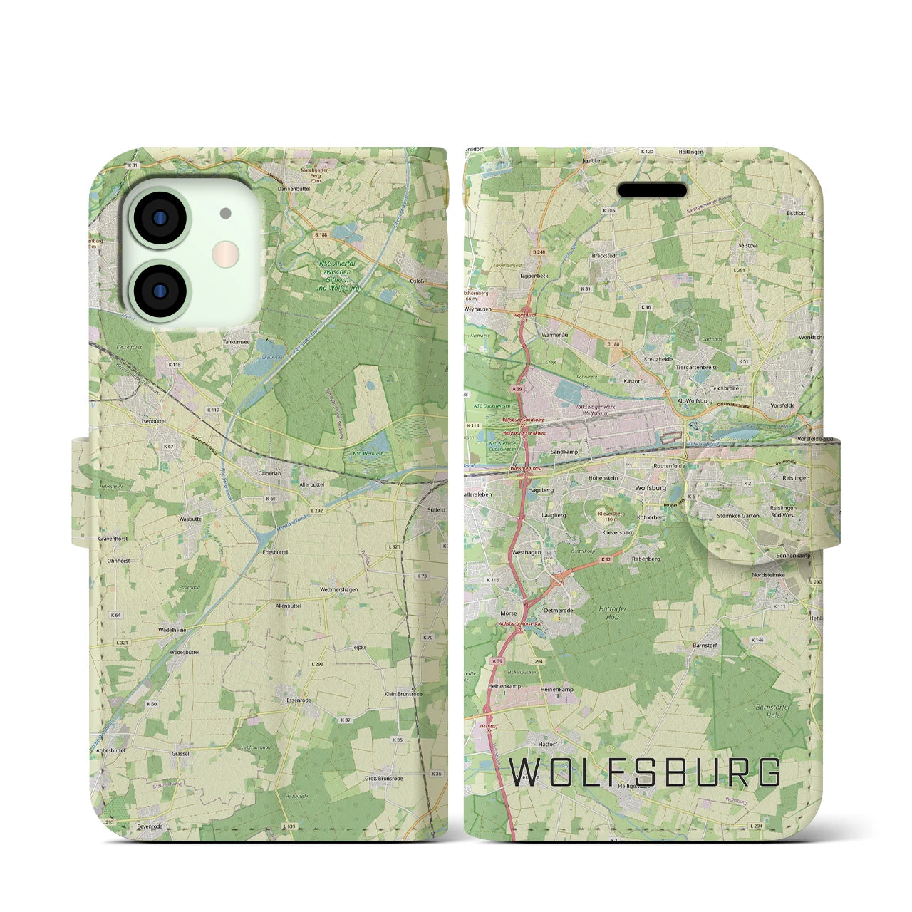 【ヴォルフスブルク(ドイツ)】地図柄iPhoneケース(手帳タイプ)