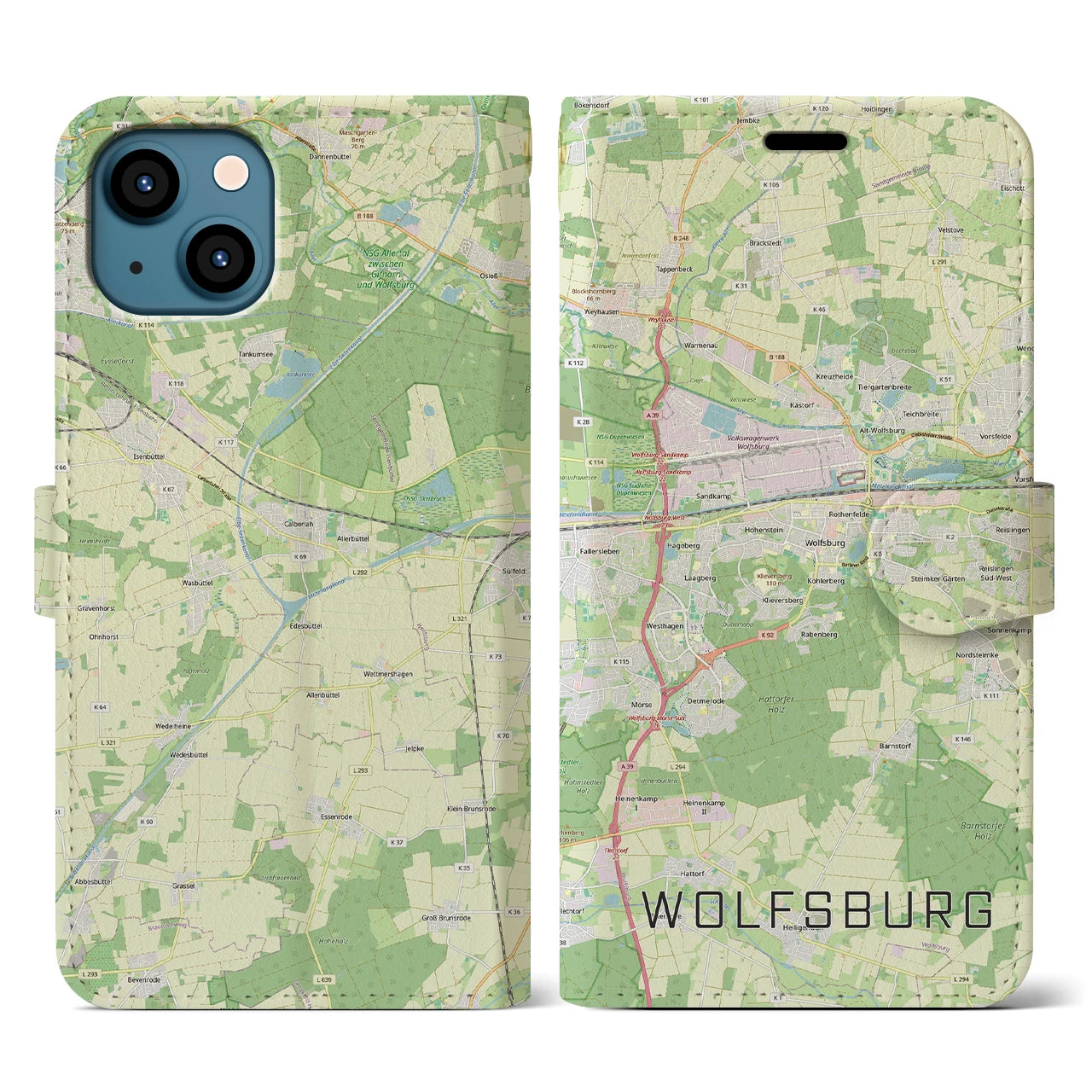 【ヴォルフスブルク(ドイツ)】地図柄iPhoneケース(手帳タイプ)