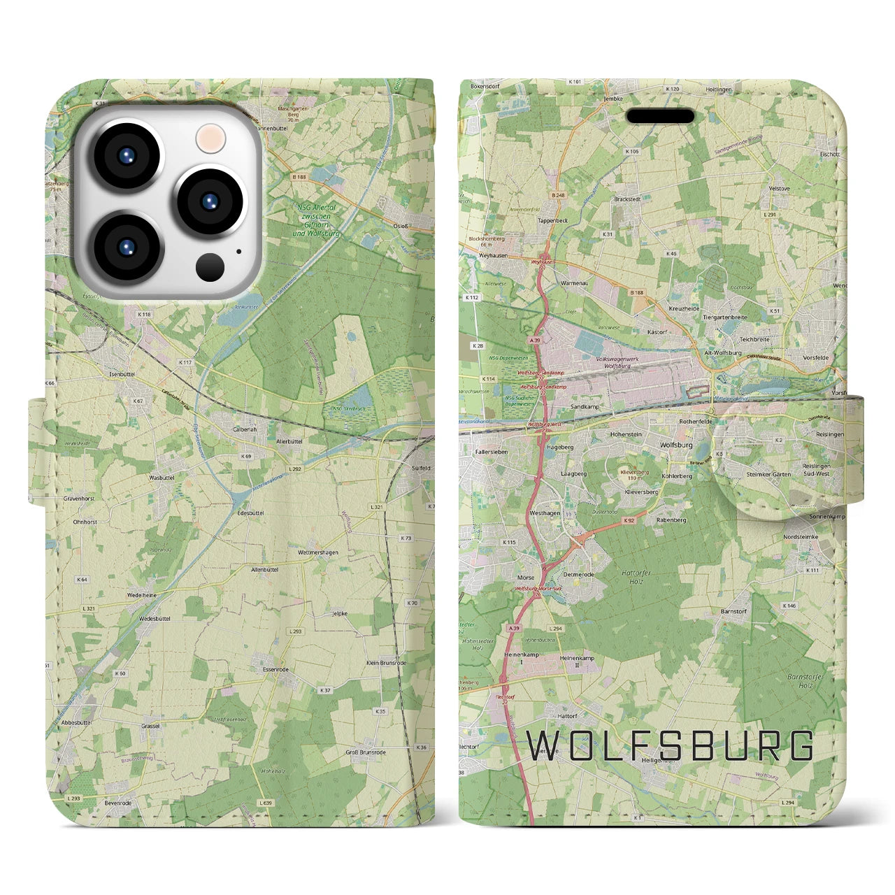 【ヴォルフスブルク(ドイツ)】地図柄iPhoneケース(手帳タイプ)