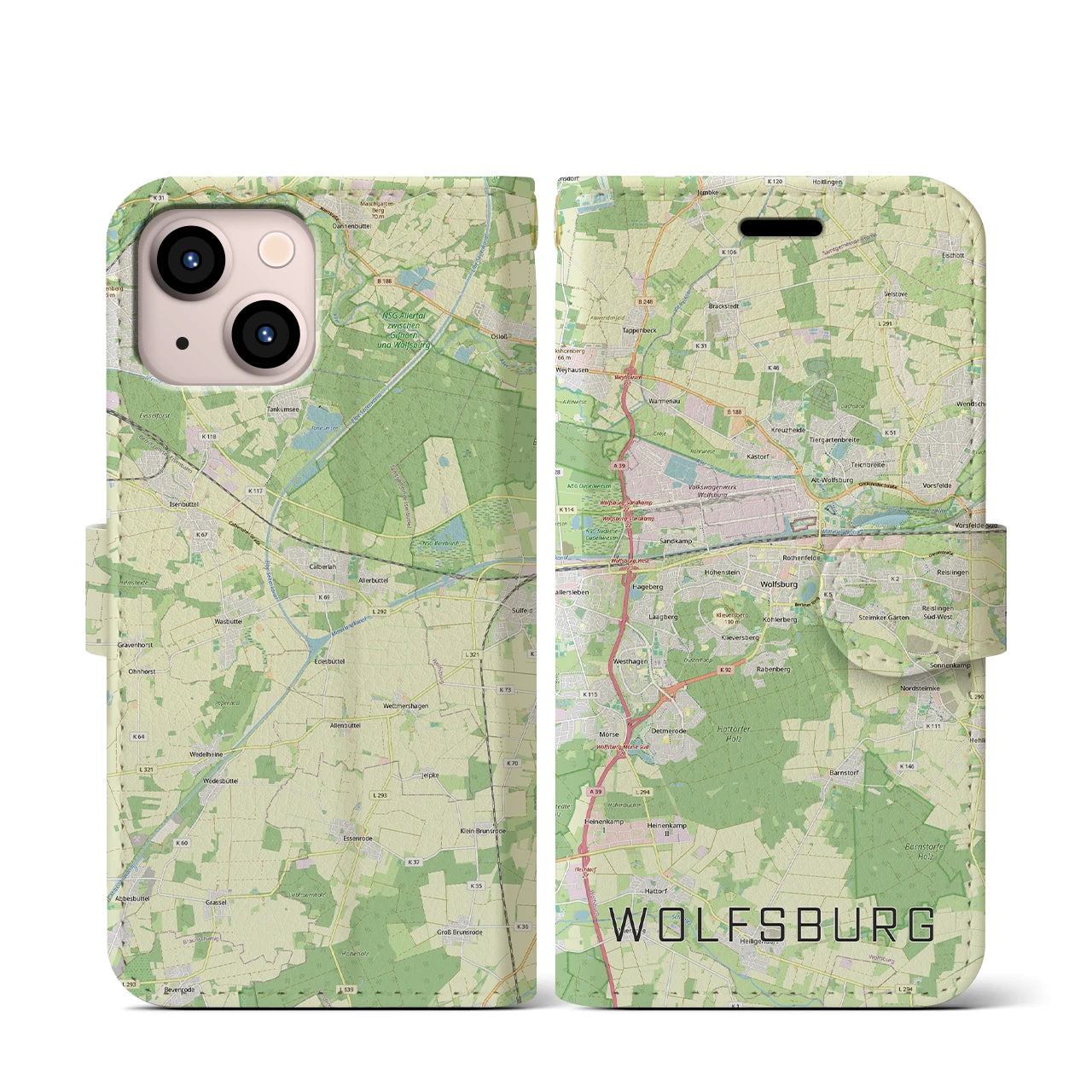 【ヴォルフスブルク(ドイツ)】地図柄iPhoneケース(手帳タイプ)