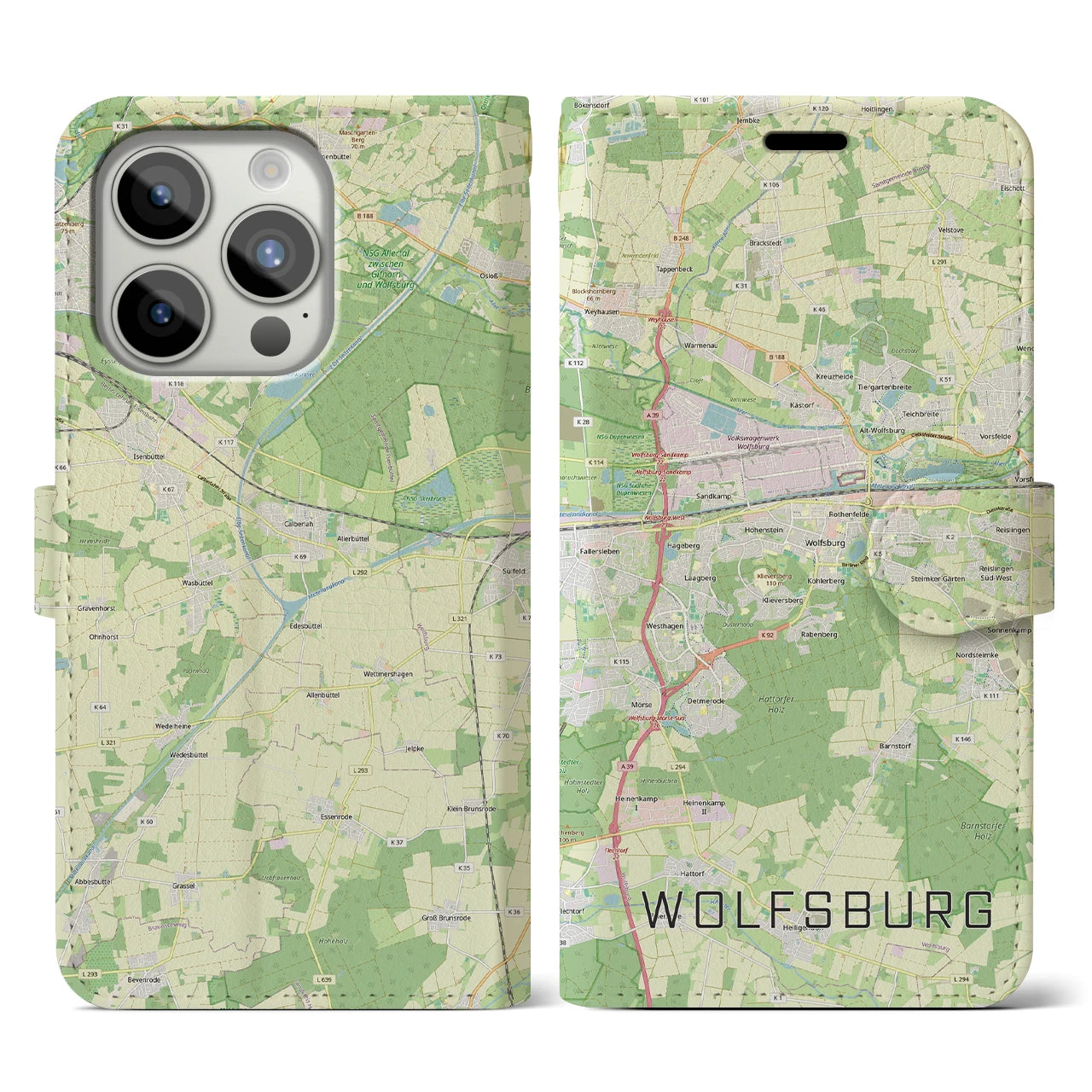 【ヴォルフスブルク(ドイツ)】地図柄iPhoneケース(手帳タイプ)