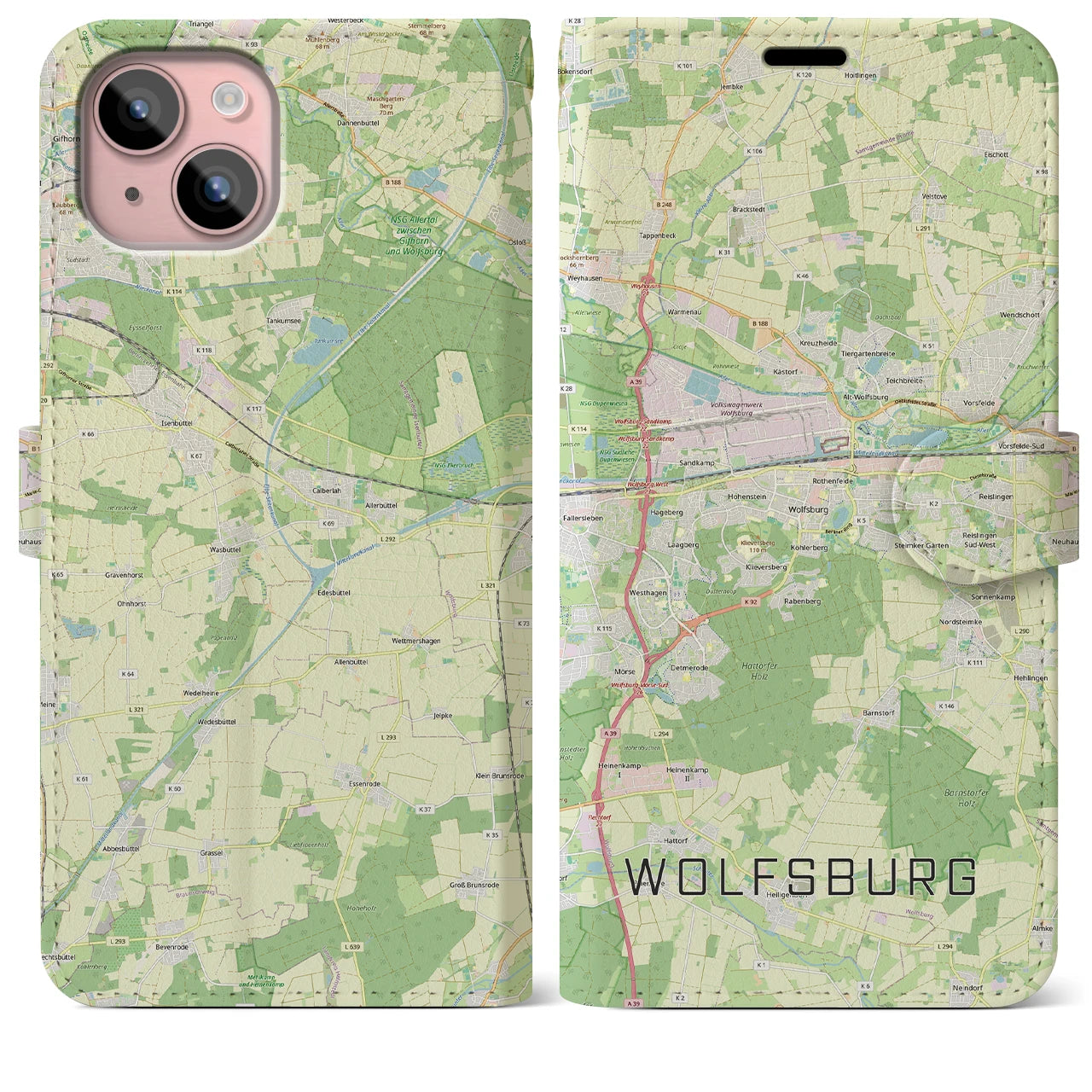 【ヴォルフスブルク(ドイツ)】地図柄iPhoneケース(手帳タイプ)