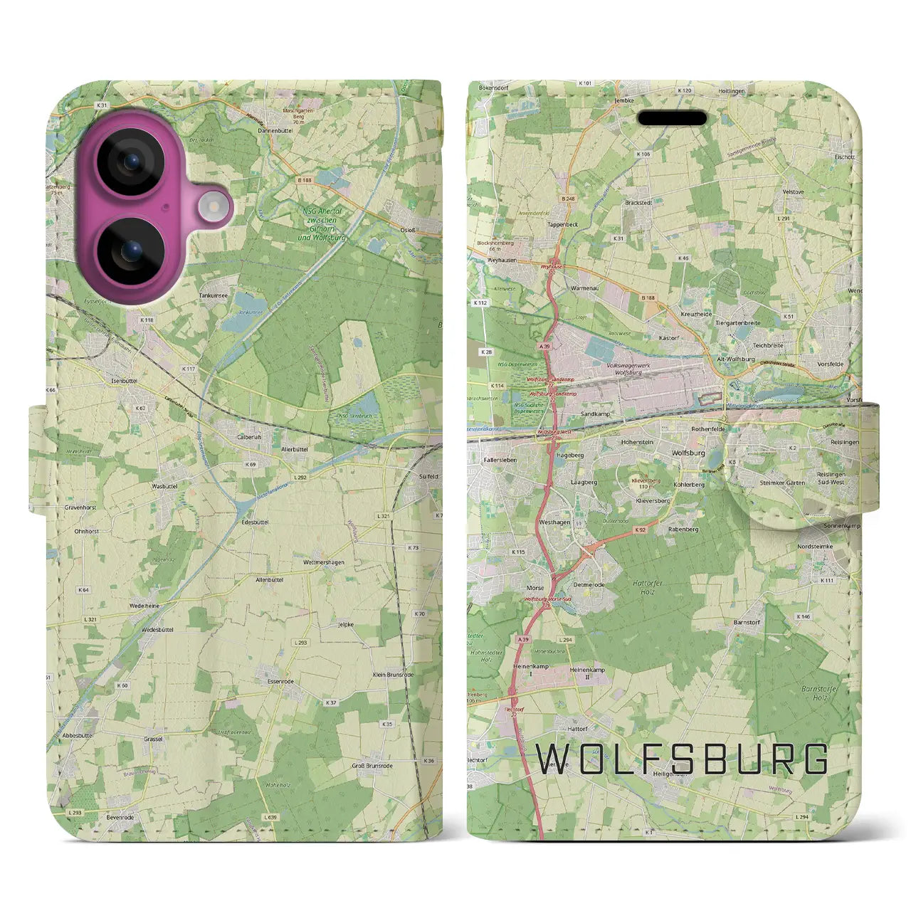 【ヴォルフスブルク(ドイツ)】地図柄iPhoneケース(手帳タイプ)