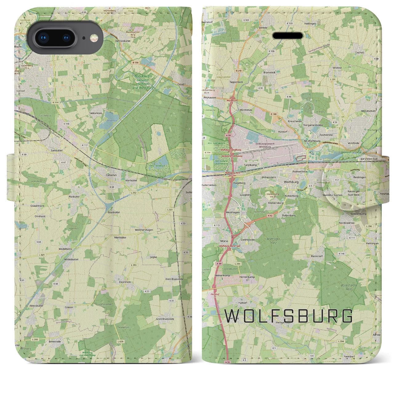 【ヴォルフスブルク(ドイツ)】地図柄iPhoneケース(手帳タイプ)
