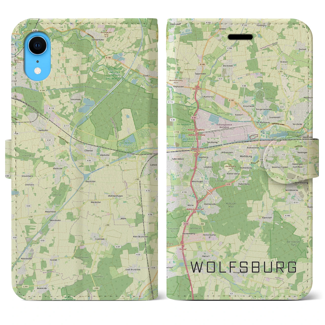 【ヴォルフスブルク(ドイツ)】地図柄iPhoneケース(手帳タイプ)