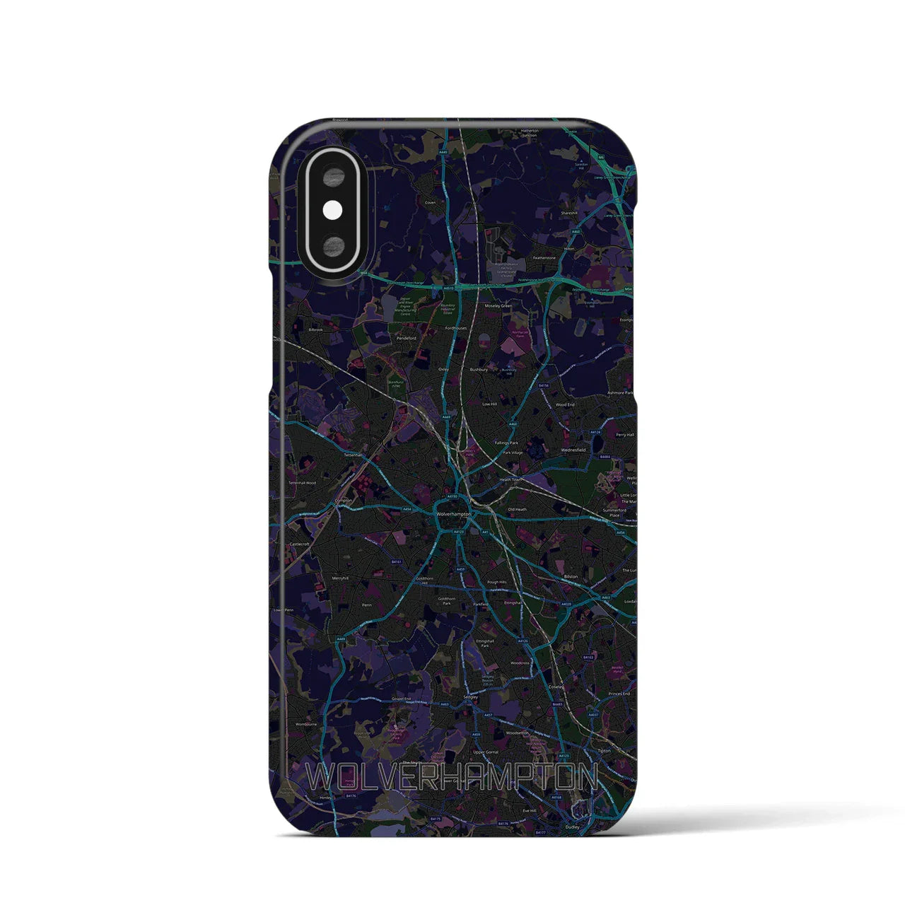 【ウルヴァーハンプトン(イギリス)】地図柄iPhoneケース(バックカバータイプ)