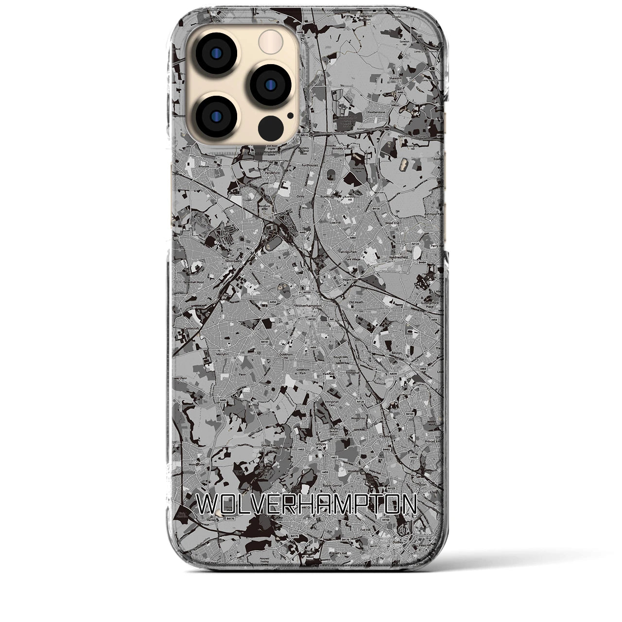 【ウルヴァーハンプトン(イギリス)】地図柄iPhoneケース(クリアタイプ)