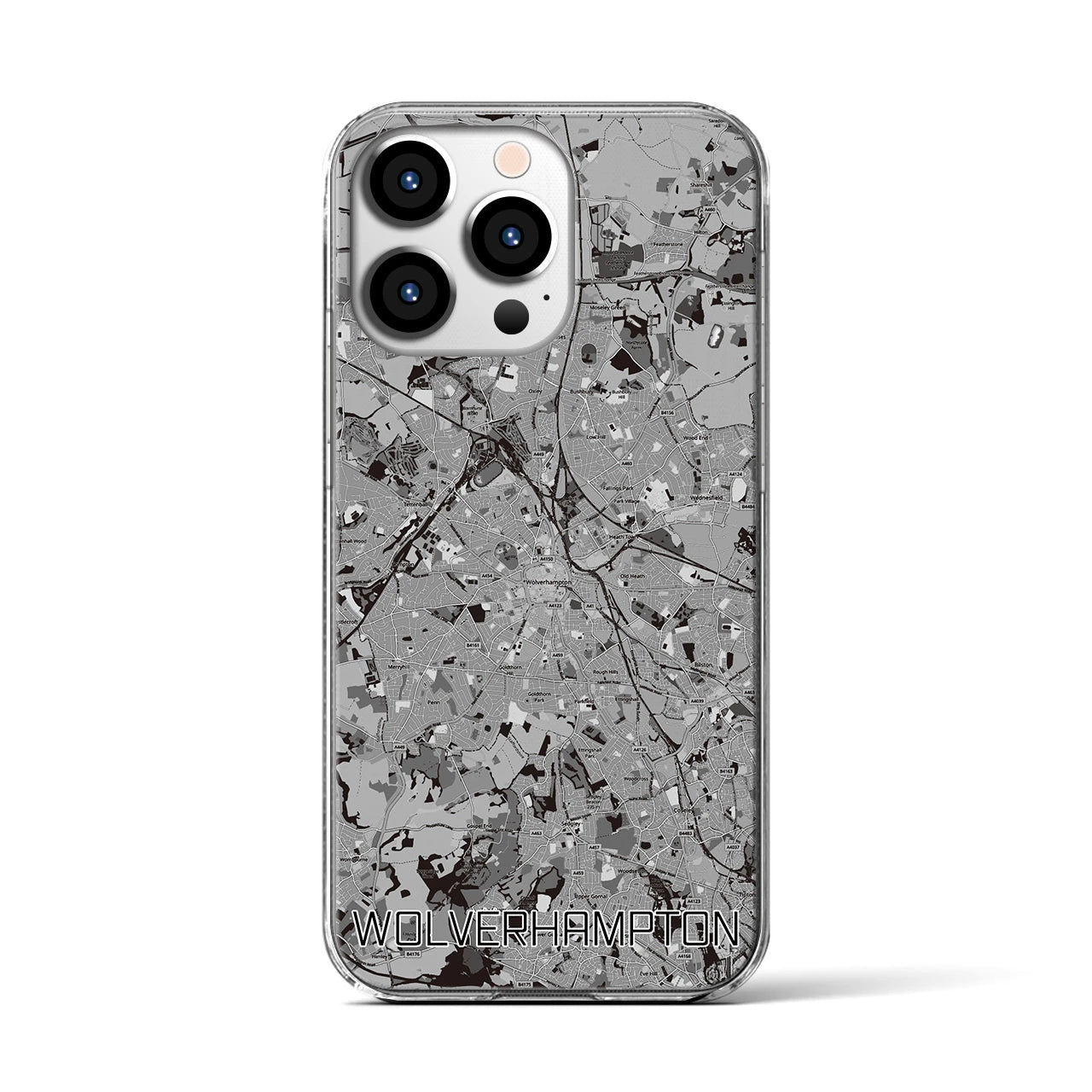 【ウルヴァーハンプトン(イギリス)】地図柄iPhoneケース(クリアタイプ)