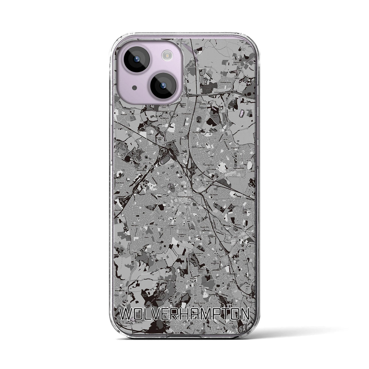 【ウルヴァーハンプトン(イギリス)】地図柄iPhoneケース(クリアタイプ)