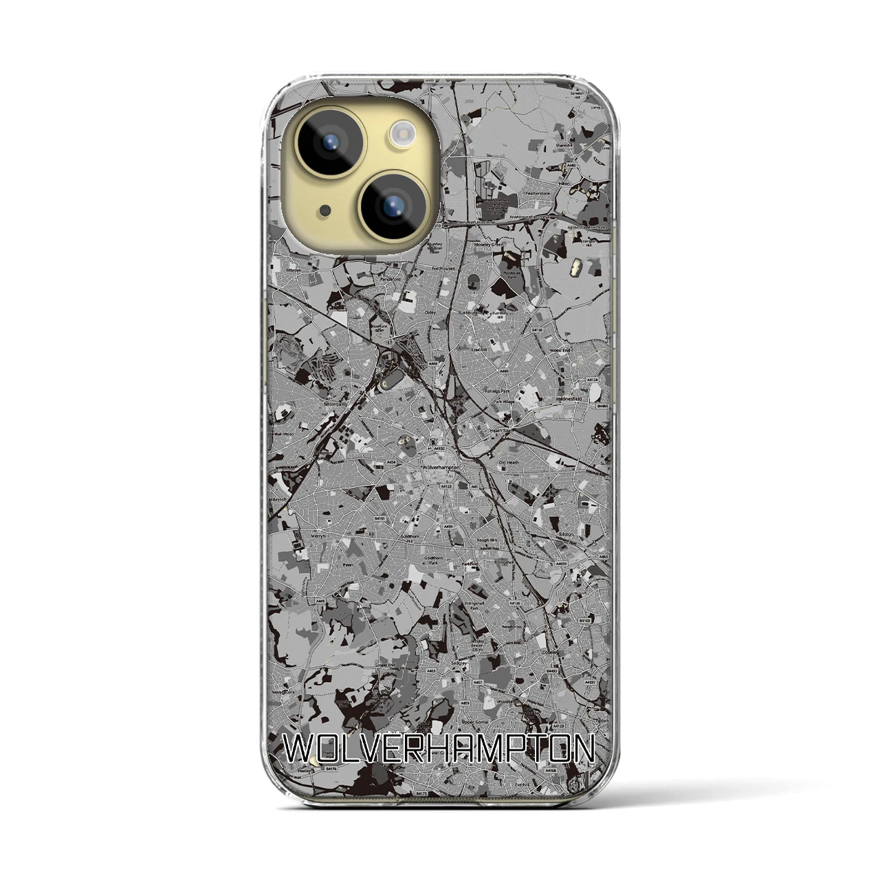 【ウルヴァーハンプトン(イギリス)】地図柄iPhoneケース(クリアタイプ)