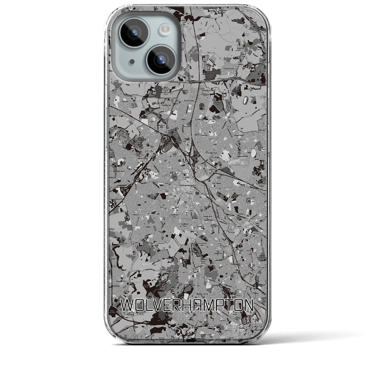 【ウルヴァーハンプトン(イギリス)】地図柄iPhoneケース(クリアタイプ)