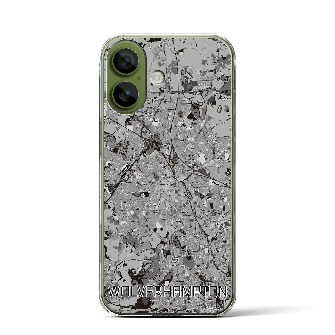 【ウルヴァーハンプトン(イギリス)】地図柄iPhoneケース(クリアタイプ)