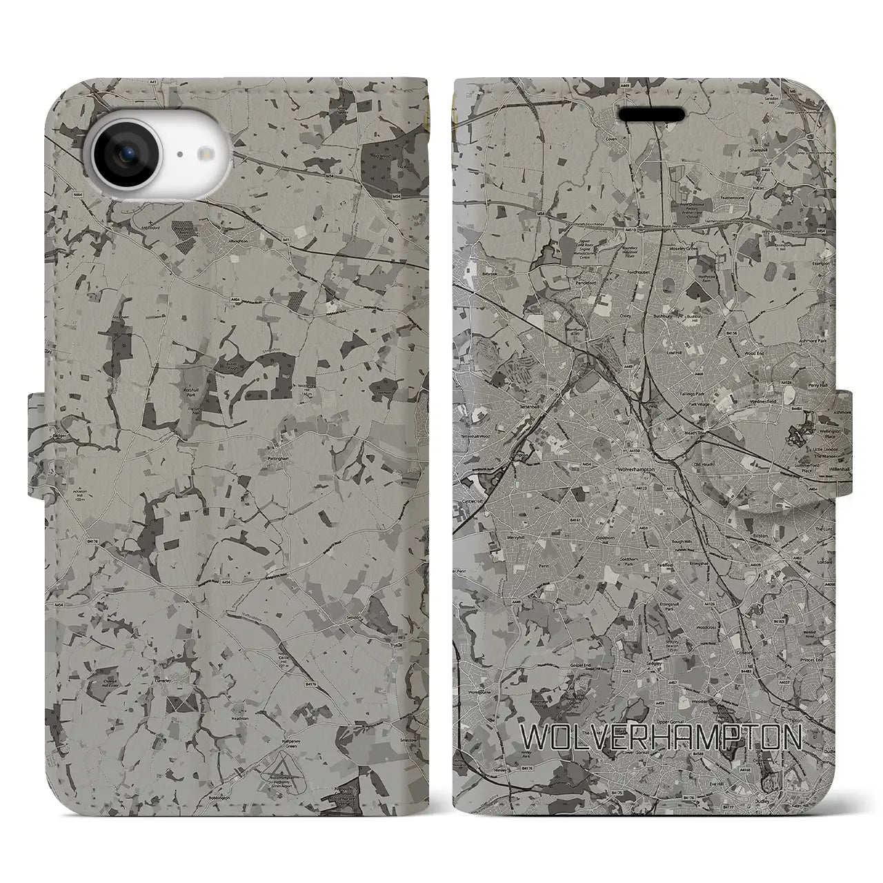 【ウルヴァーハンプトン(イギリス)】地図柄iPhoneケース(手帳タイプ)