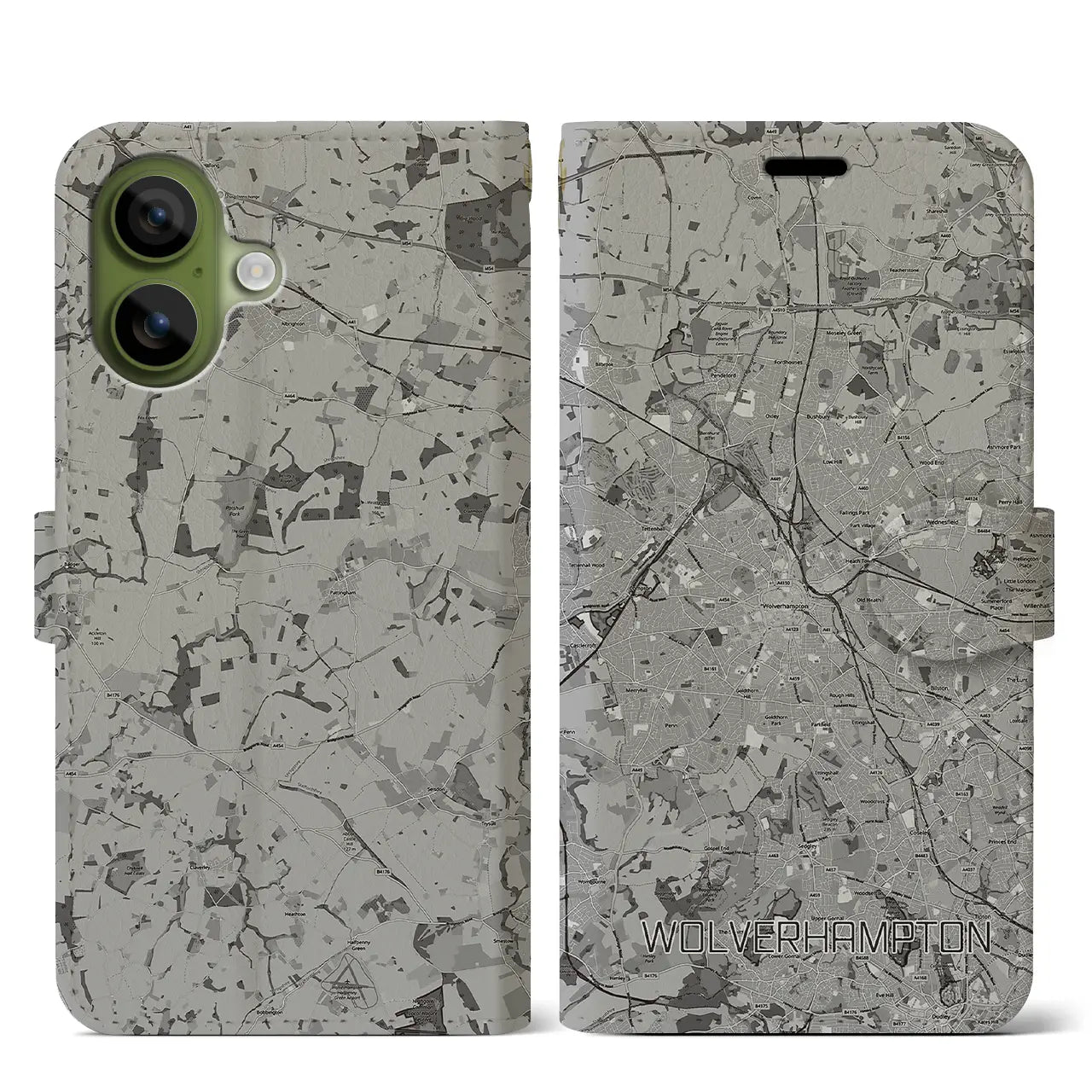 【ウルヴァーハンプトン(イギリス)】地図柄iPhoneケース(手帳タイプ)