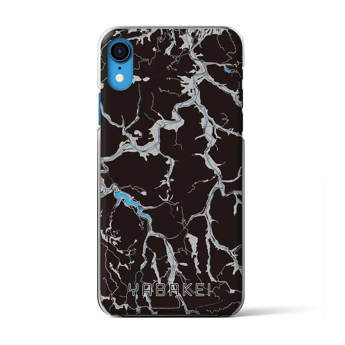 【耶馬渓(大分県)】地図柄iPhoneケース(クリアタイプ)モノトーン・iPhone XR 用