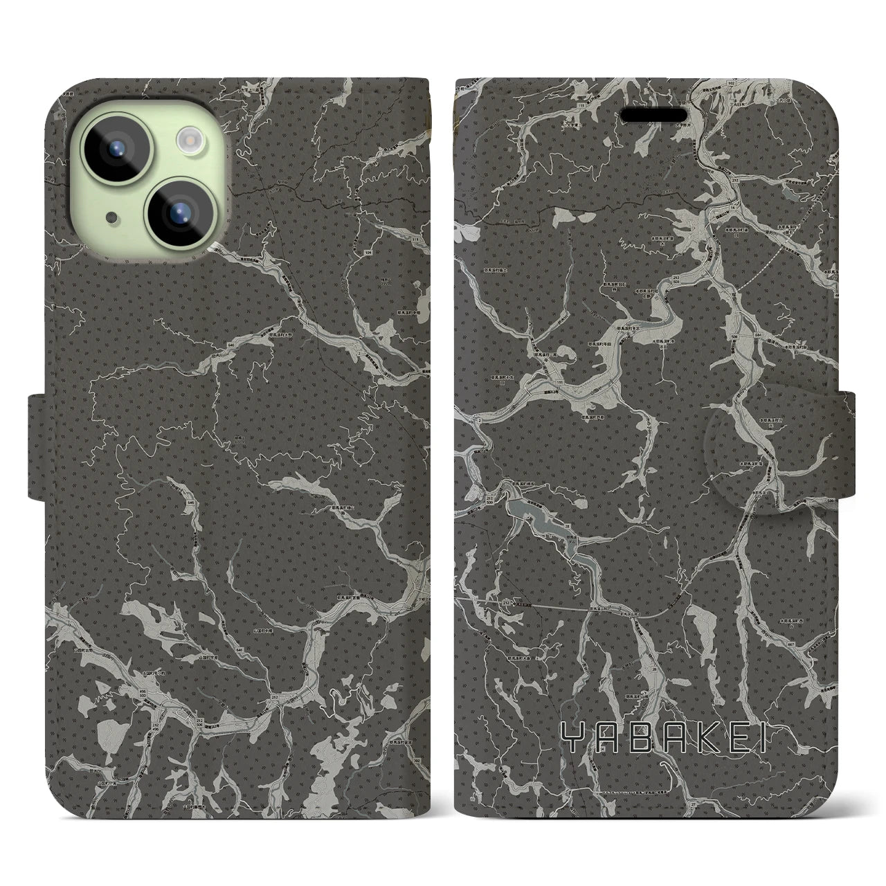 【耶馬渓(大分県)】地図柄iPhoneケース(手帳タイプ)